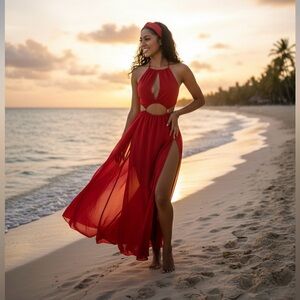BIUBIU Red Halter Dress